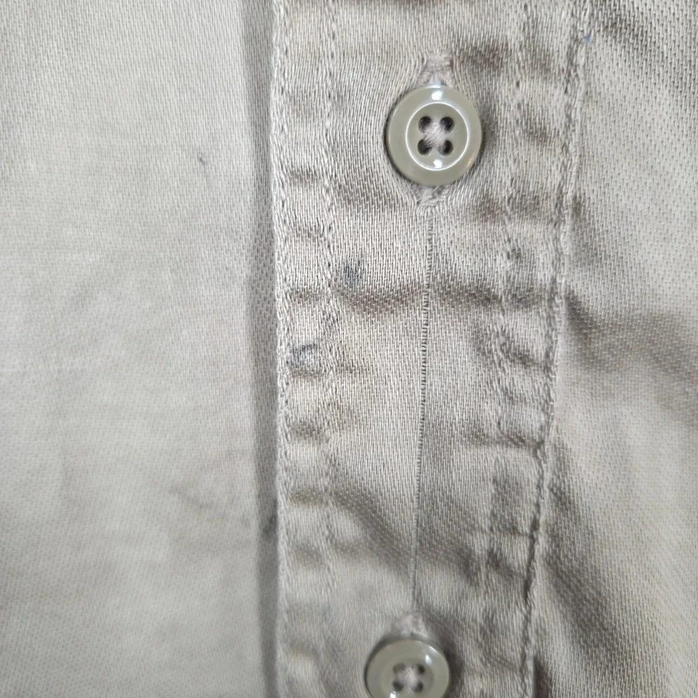 Carhartt FR Shirt Mens Large Khaki Tan Flame Resistant Work Long Sleeve FRS003